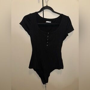 Reformation Women's Black Button-Up Bodysuit size Medium